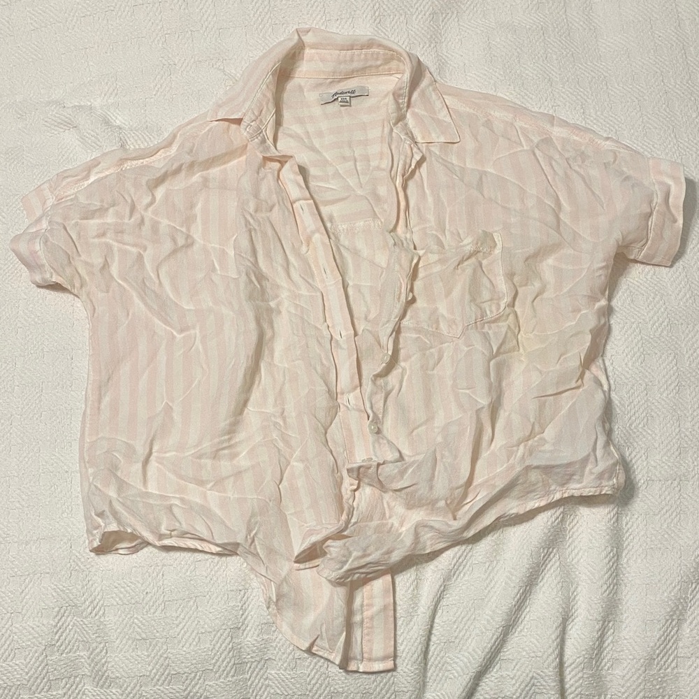 Madewell Pink and White Striped Shirt